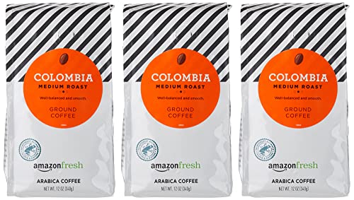 Amazon Fresh Colombia ground coffee pour-over setup ready for precise brewing.