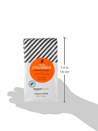 Roasted and packed in the USA badge on Amazon Fresh Decaf Colombia coffee