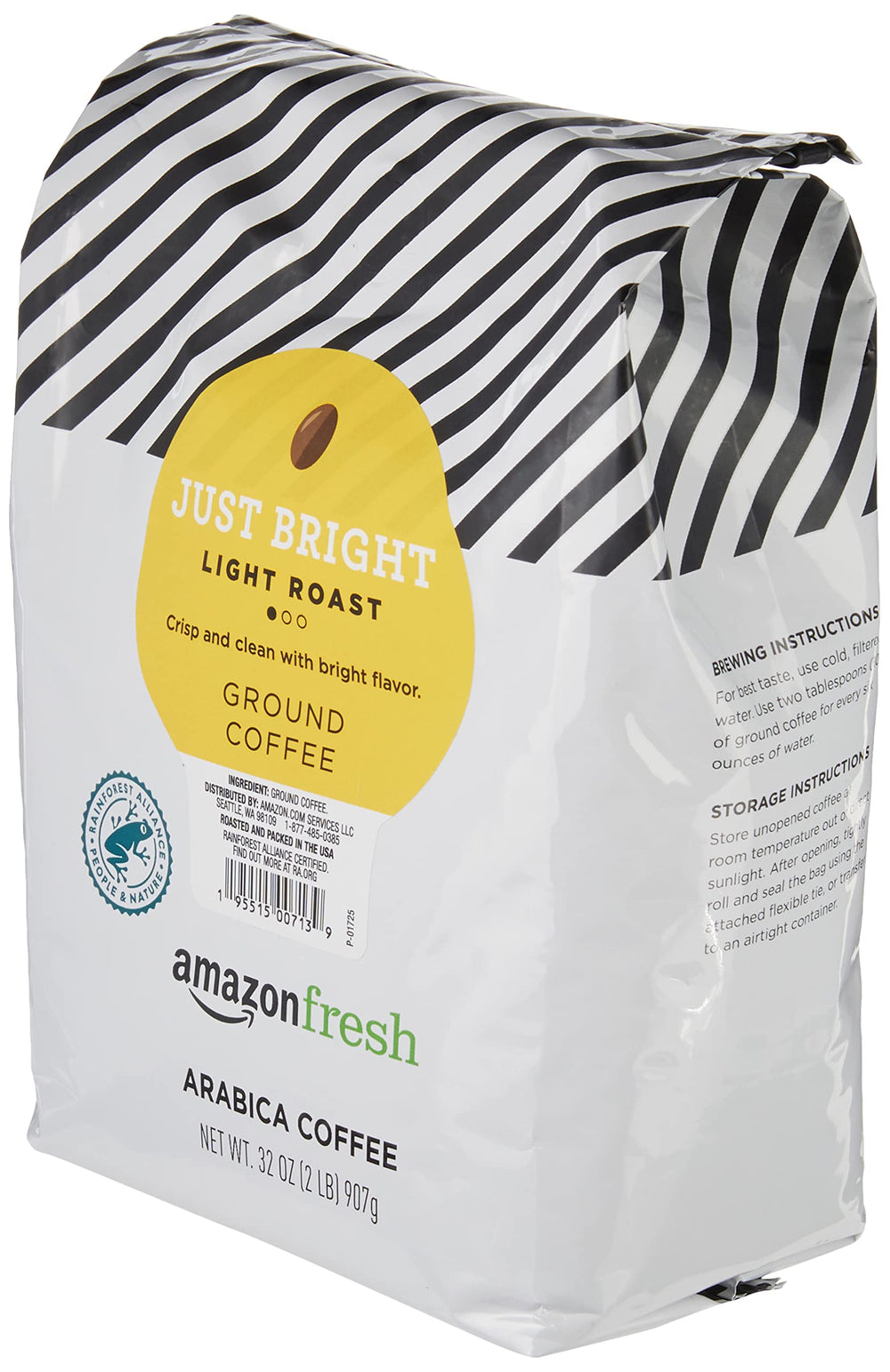 Cup shows Just Bright coffee with a mild, smooth finish.