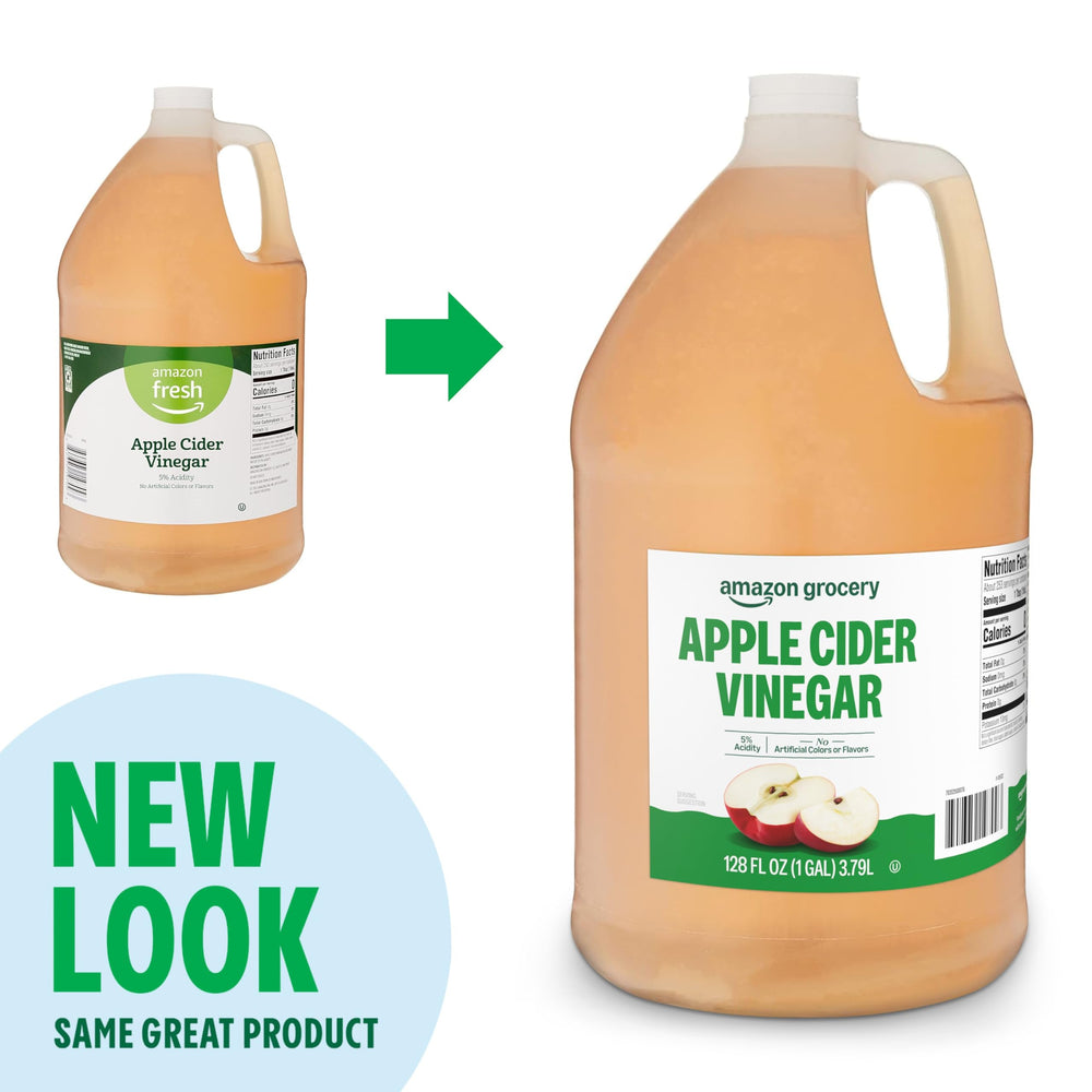 Amazon Grocery Apple Cider Vinegar in kitchen setting for dressings and simple cleaning.