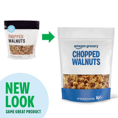 Amazon Grocery chopped walnuts bag front view shows convenient 16 oz size.