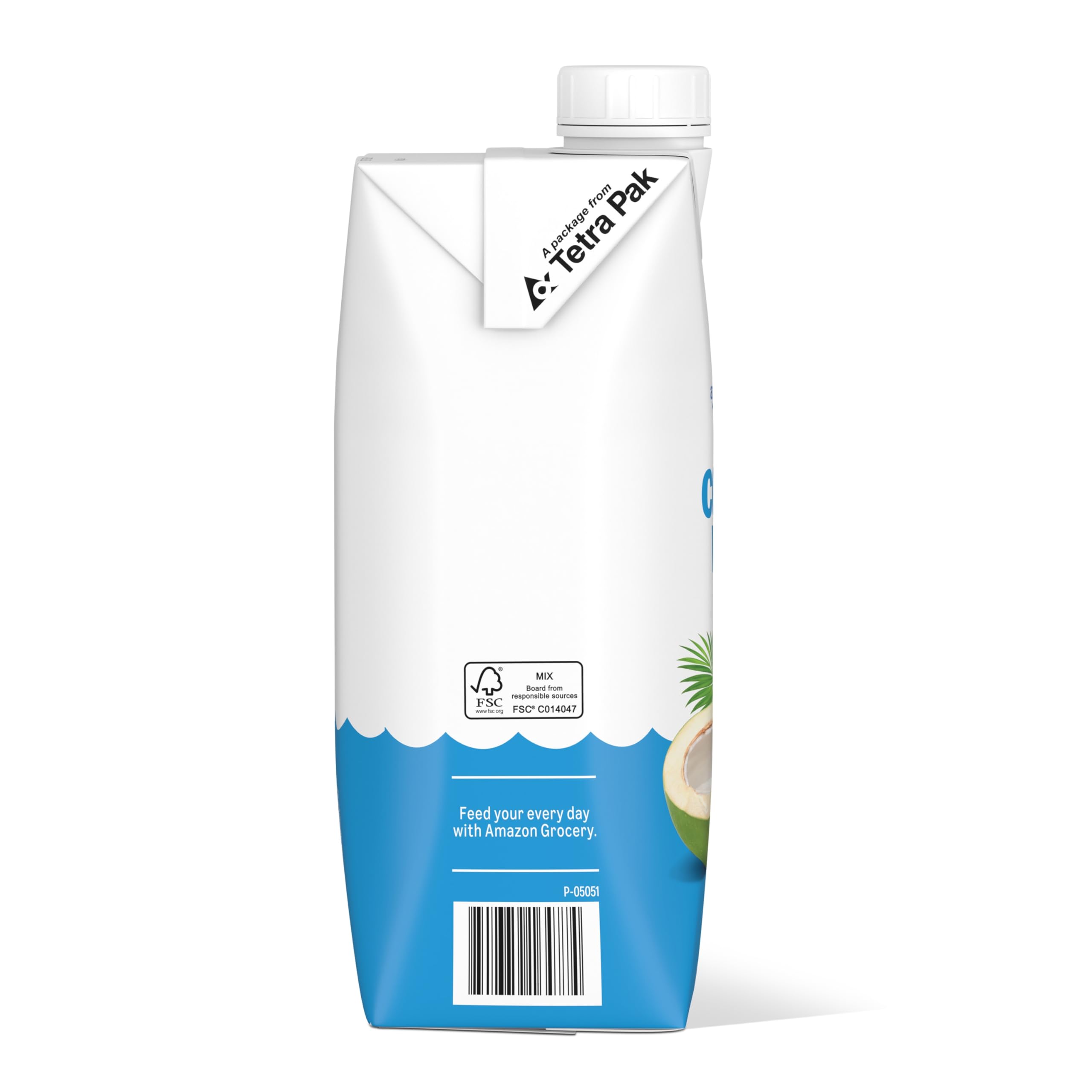 Amazon Grocery Coconut Water pour into glass illustrating ready-to-drink convenience