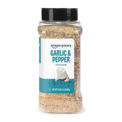Amazon Grocery Garlic & Pepper Seasoning 24oz bottle front, bold flavor for grilling