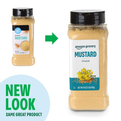 Amazon Grocery ground mustard spoon-dip demonstrates ready-to-use zesty kick.