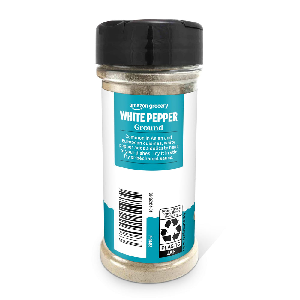 Amazon Grocery ground white pepper shaker on kitchen counter ready for cooking