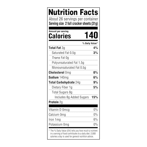 Amazon Grocery Honey Graham Crackers nutrition panel emphasizes balanced grains