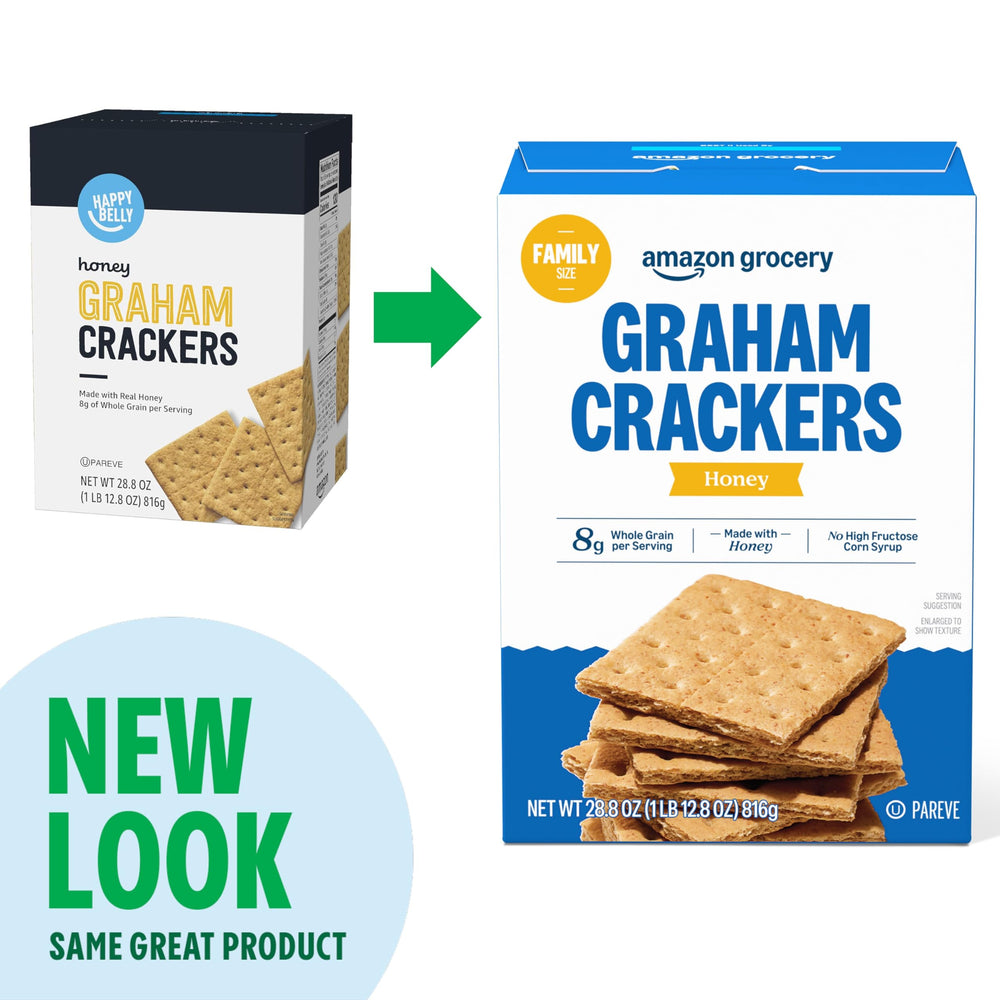 Amazon Grocery Honey Graham Crackers served with milk, kid-friendly snack idea