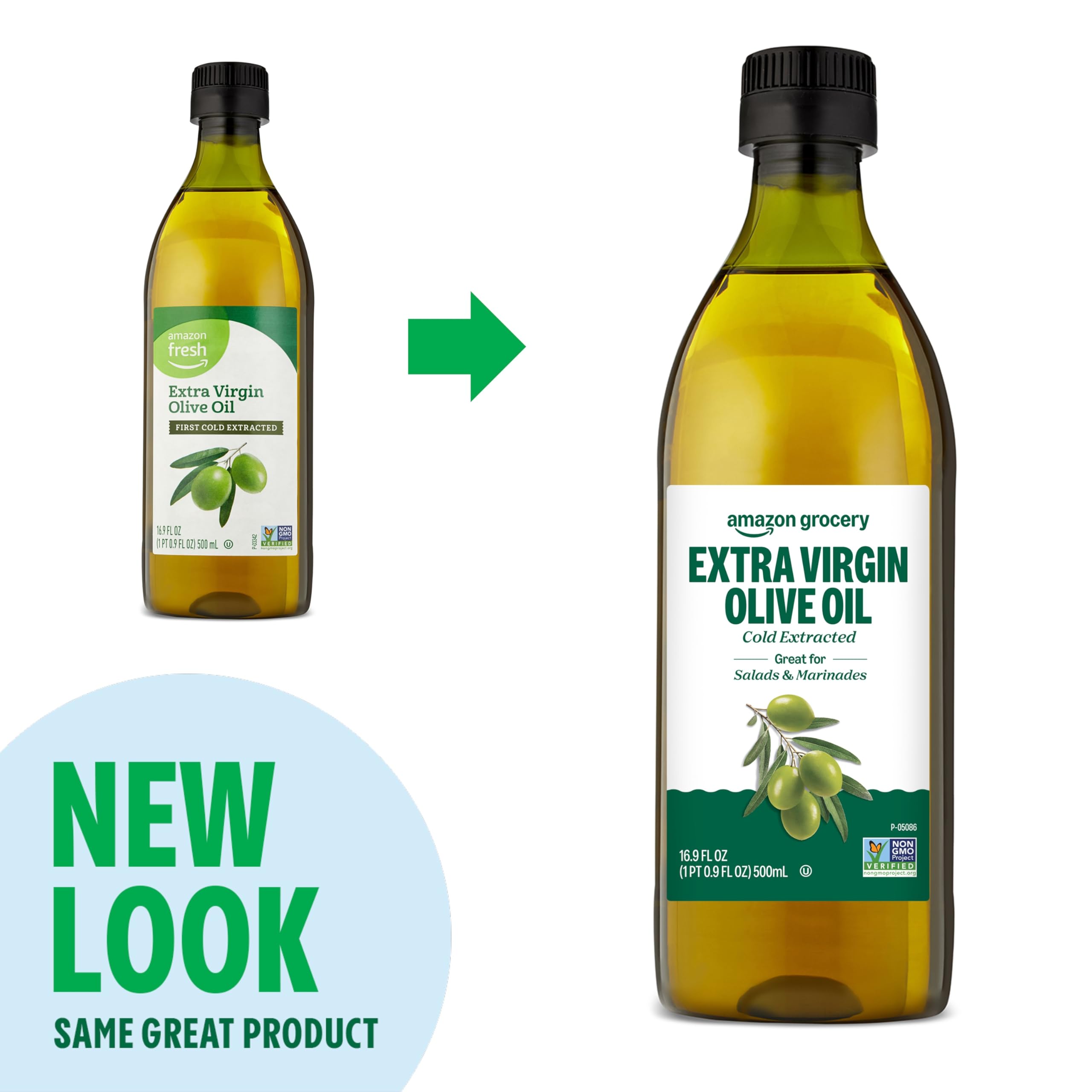 Amazon Grocery cold-extracted EVOO drizzling on pasta and salads