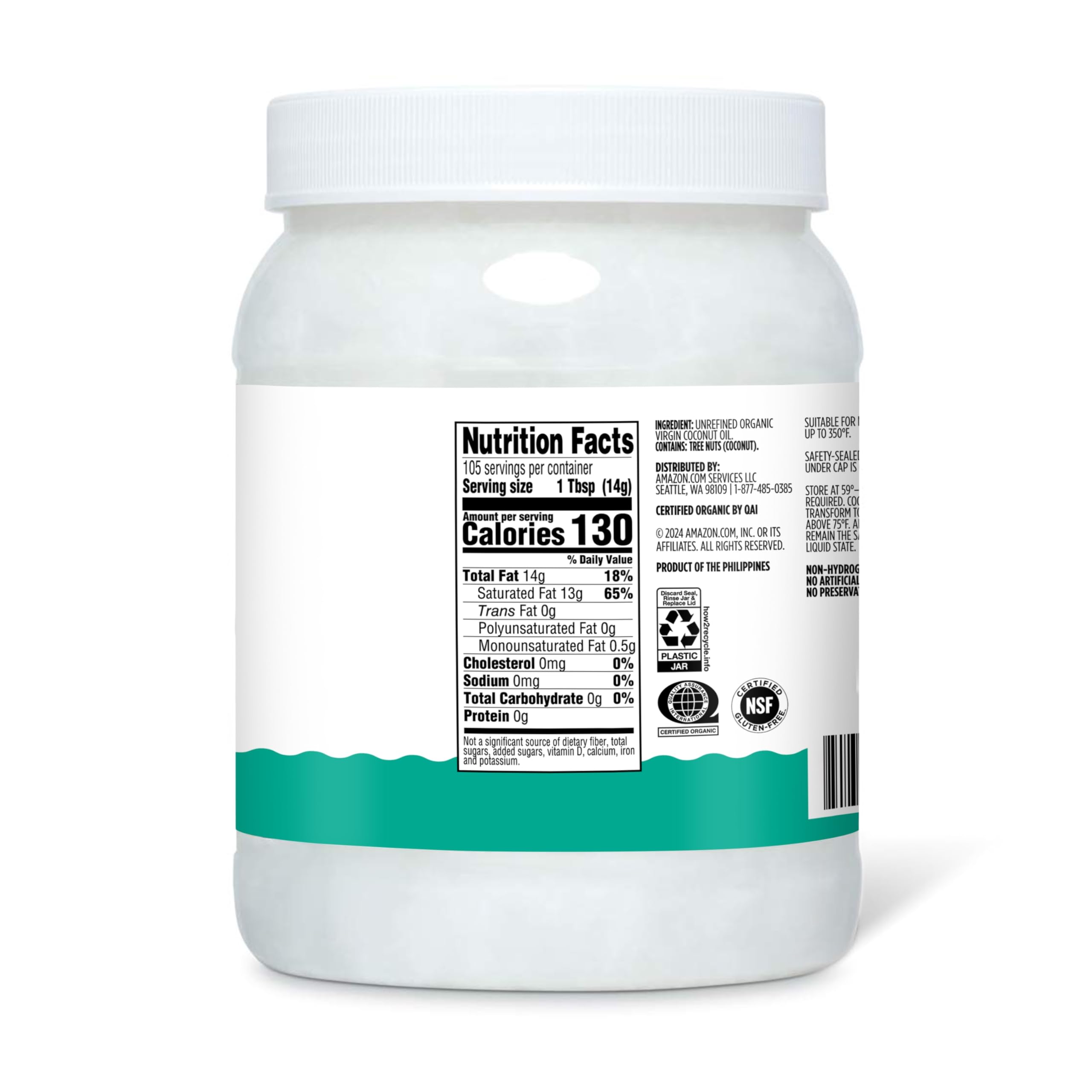 Amazon Grocery Organic Virgin Coconut Oil pour highlights recipe versatility