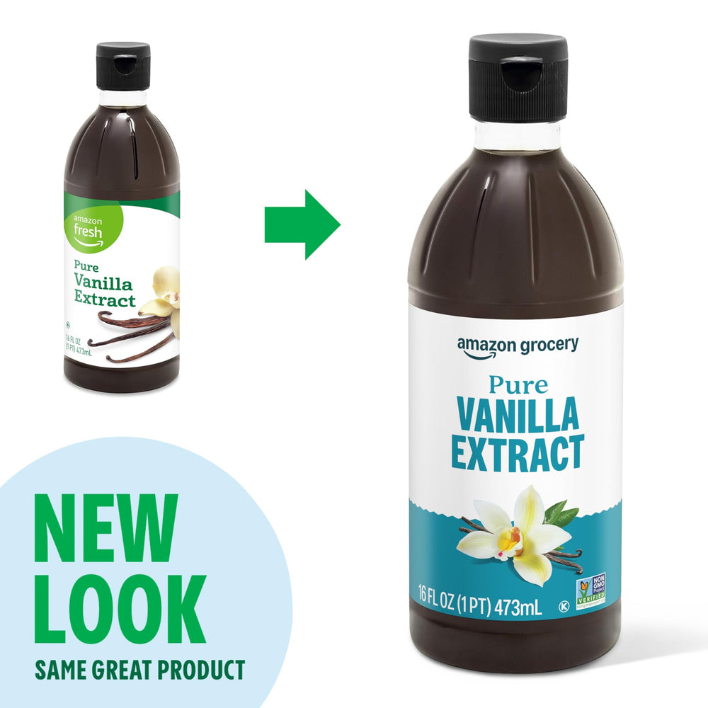Amazon Grocery vanilla extract label showing real vanilla bean contents