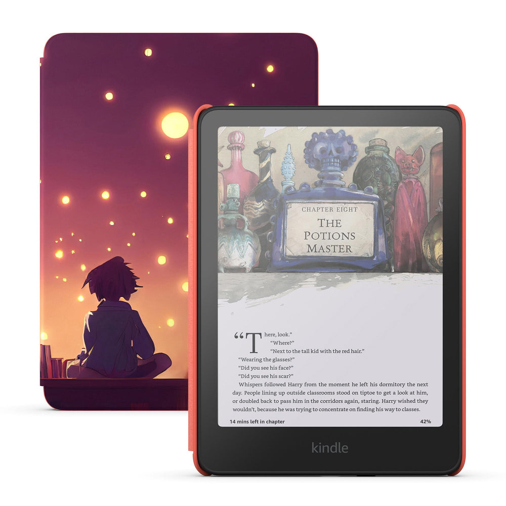 Amazon Kindle Colorsoft Kids front cover view, showcasing kid-friendly design for easy reading.