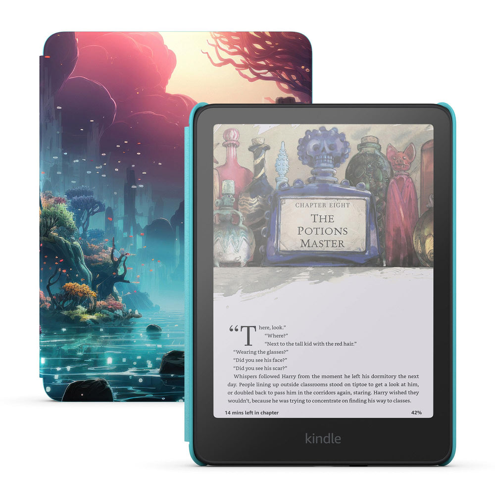 Amazon Kindle Colorsoft Kids with cover protects the device during family reading sessions.