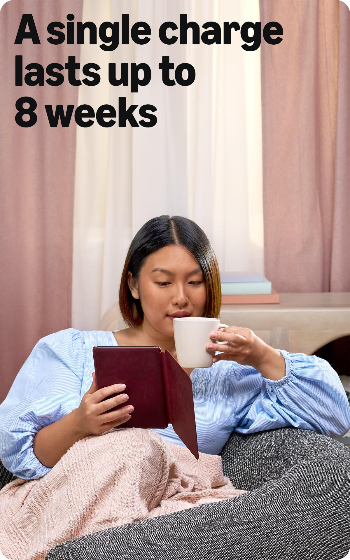 Amazon Kindle Colorsoft white to amber light enables comfortable reading in any lighting.