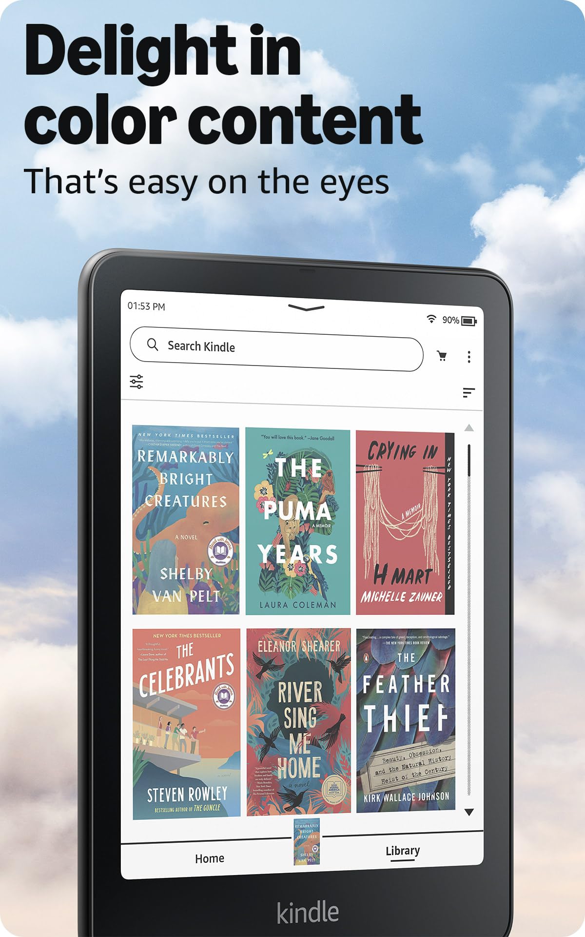 Amazon Kindle Colorsoft Signature Edition auto-adjusting front light adapts to surroundings.