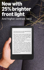 Amazon Kindle brighter-front-light enhances visibility in dim environments.