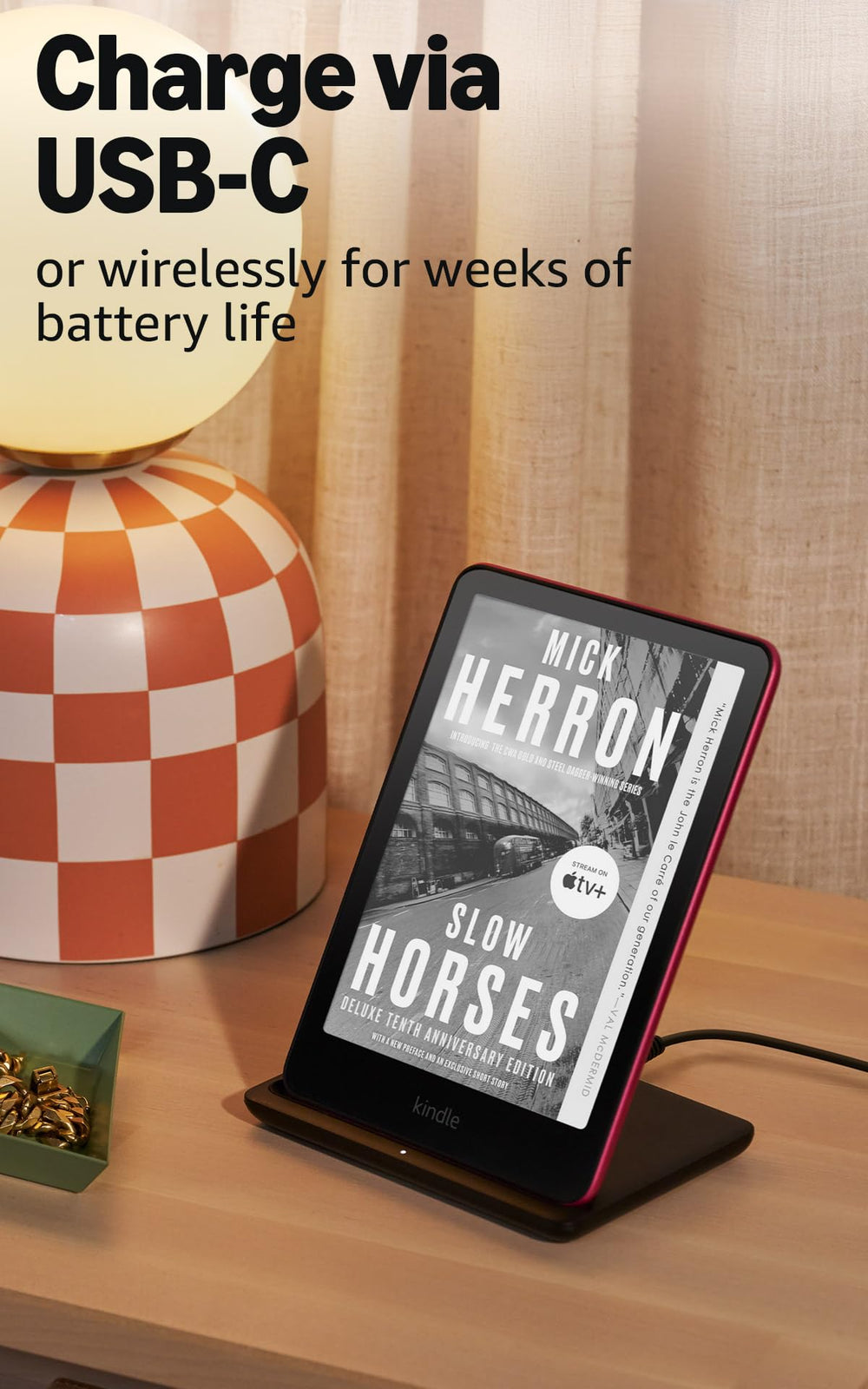 Amazon Kindle Paperwhite Signature Edition glare-free screen for crisp text outdoors or indoors