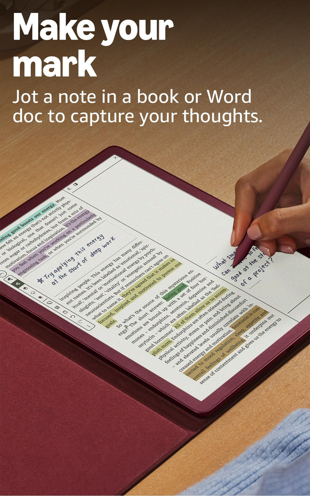 Amazon Kindle Scribe Active Canvas creates writing space and expands margins for context