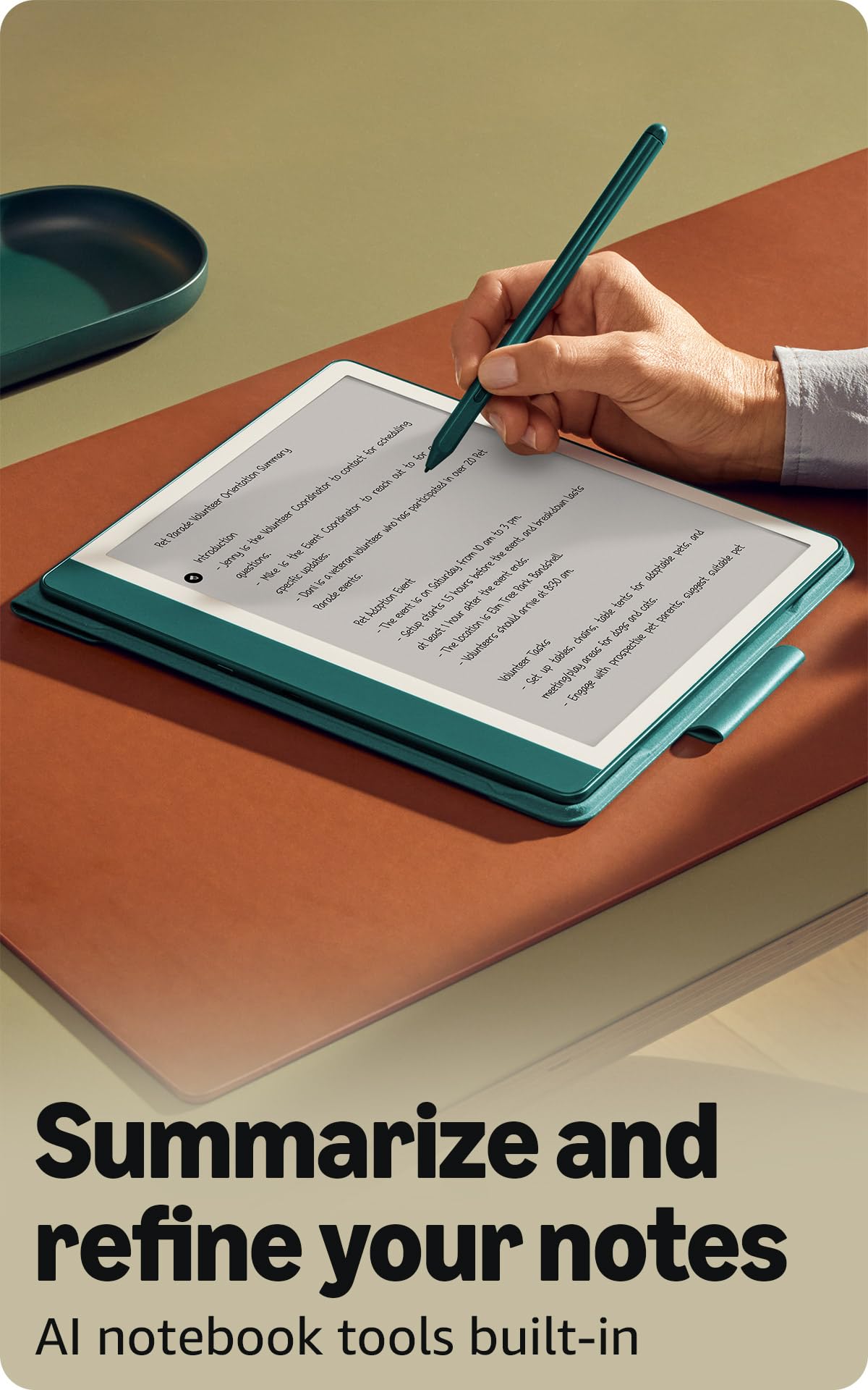 Amazon Kindle Scribe AI tools UI enables quick summaries and note transforms