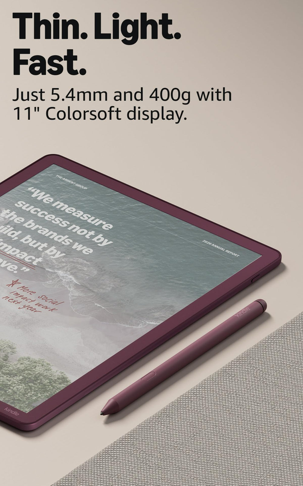 Amazon Kindle Scribe front light enables consistent color clarity for late night notes