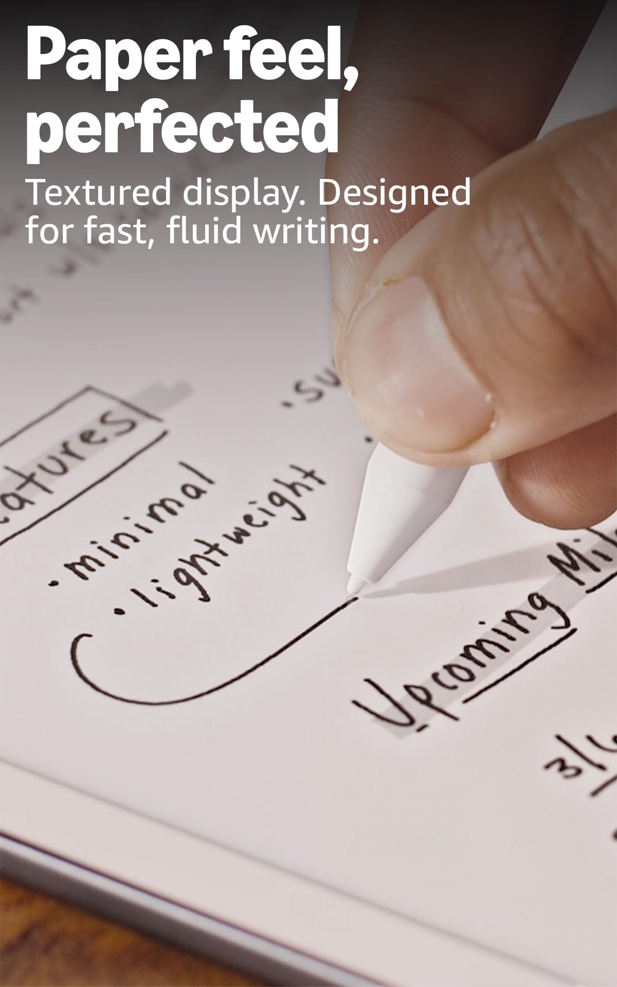 Amazon Kindle Scribe textured writing surface for natural handwriting