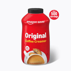 Amazon Saver non-dairy powder creamer jar label for quick, smooth coffee