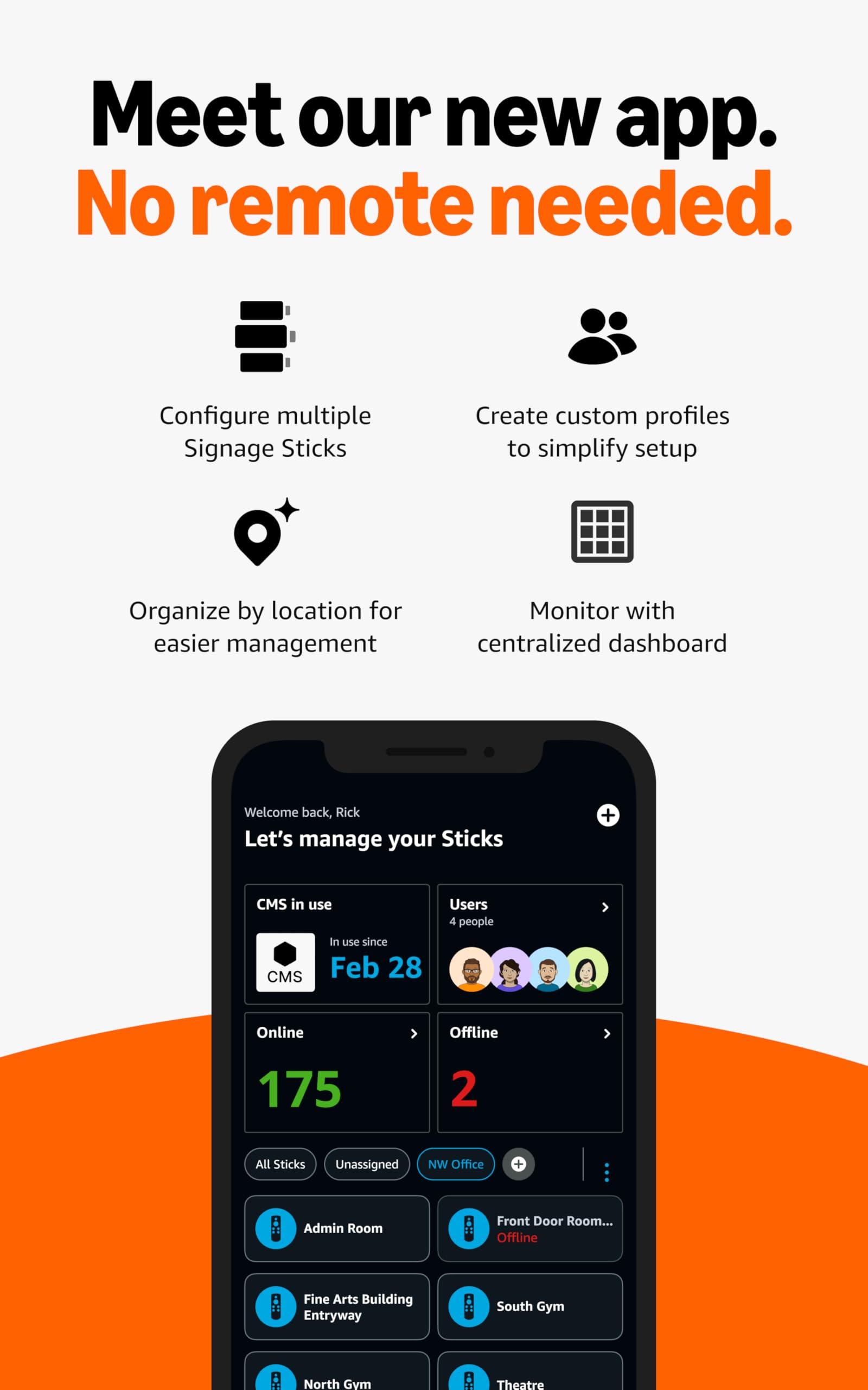 Amazon Signage Stick demonstrates CMS integration for seamless content updates.