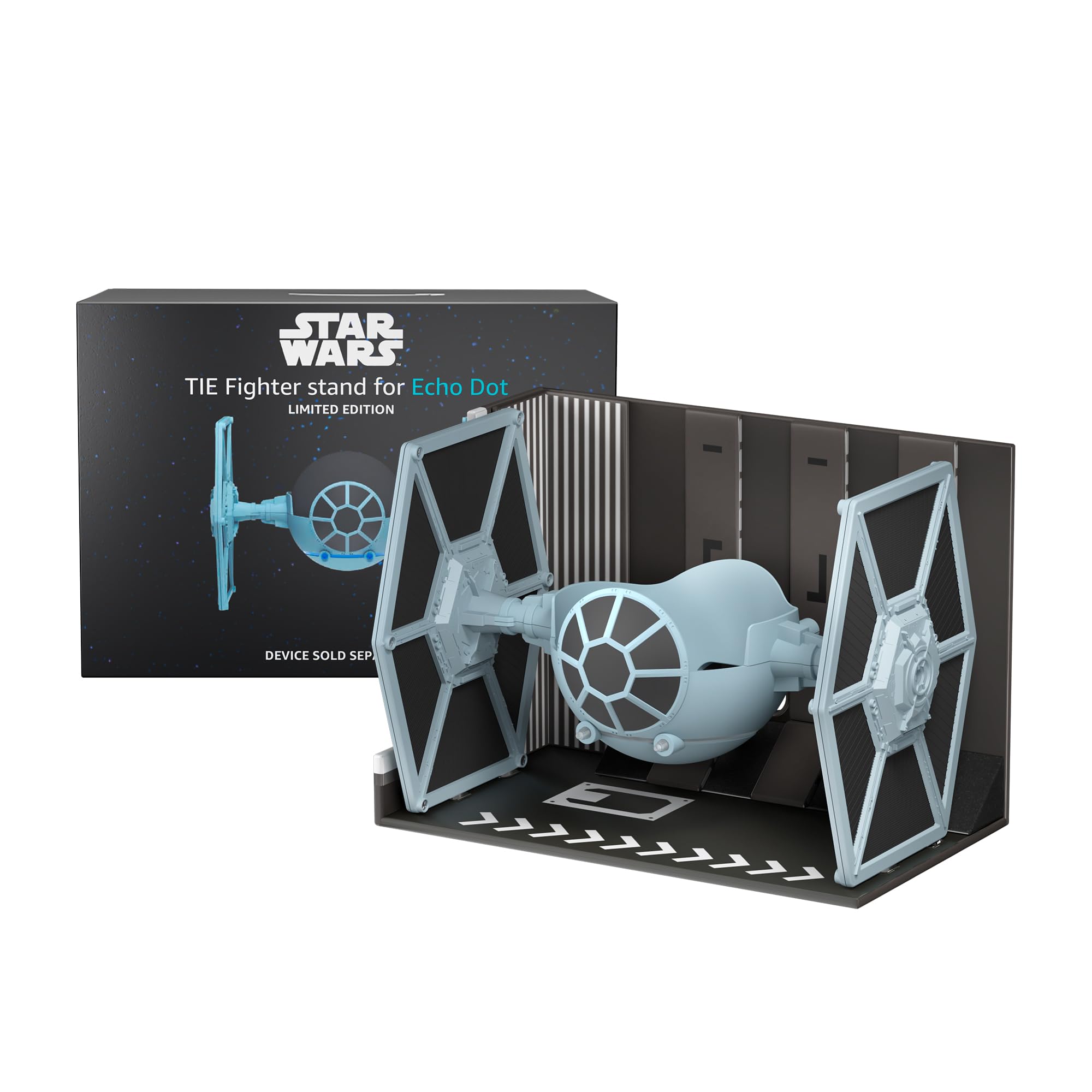 Amazon STAR WARS TIE Fighter Stand arrives in box for quick display setup.