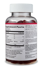 Amazon Basics Vitamin B12 Raspberry gummy close-up shows vegan texture and daily energy support.