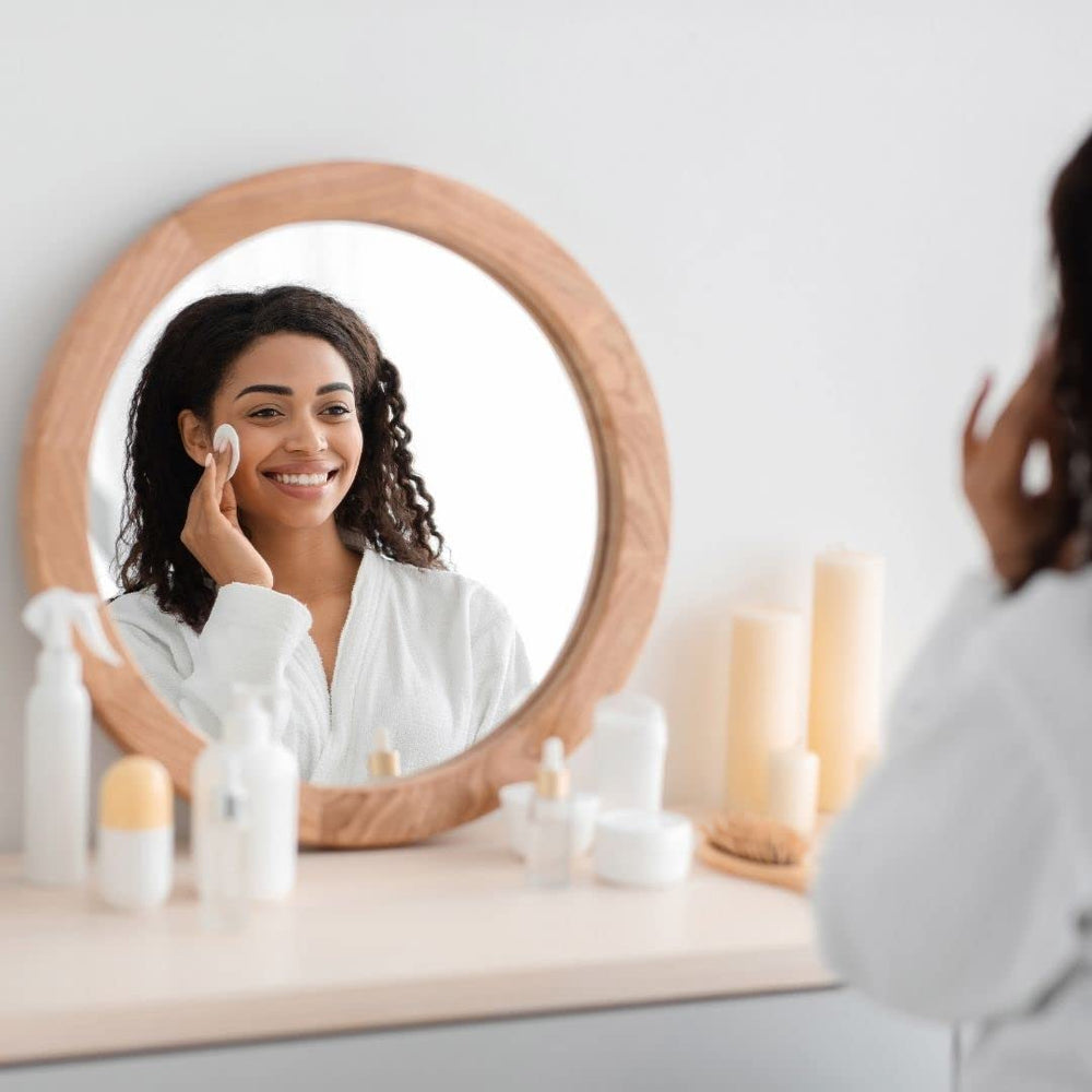 Makeup removal with soft embossed surface on Amazon Basics exfoliating rounds