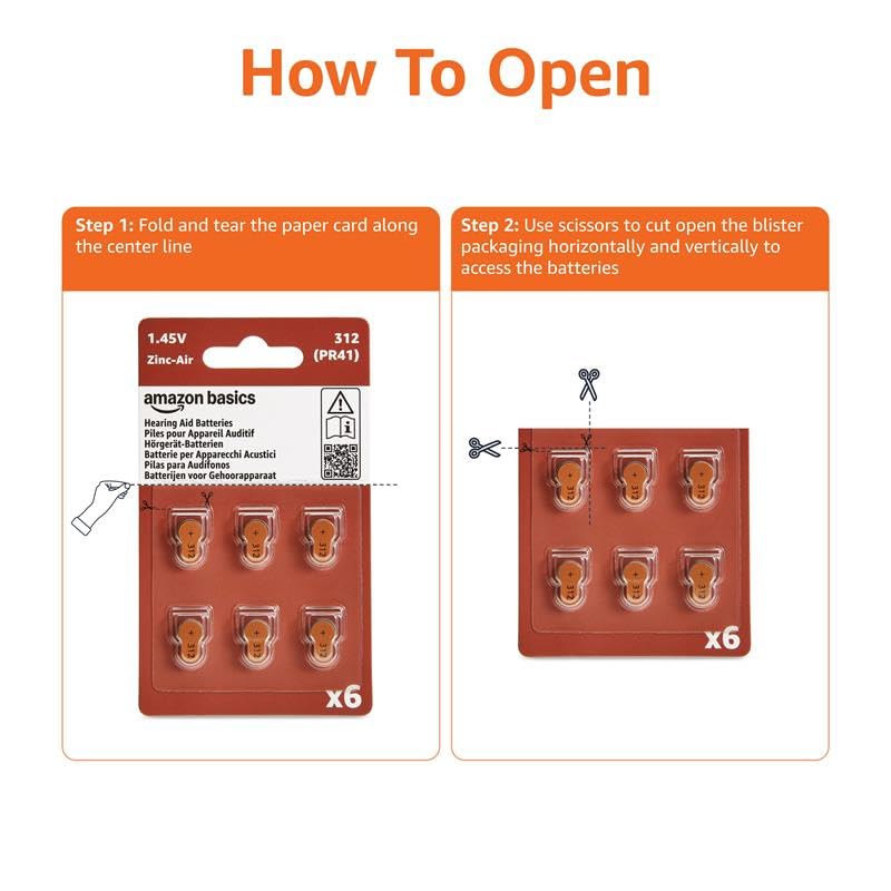 Amazon Basics 312 battery packaging shows mercury-free design