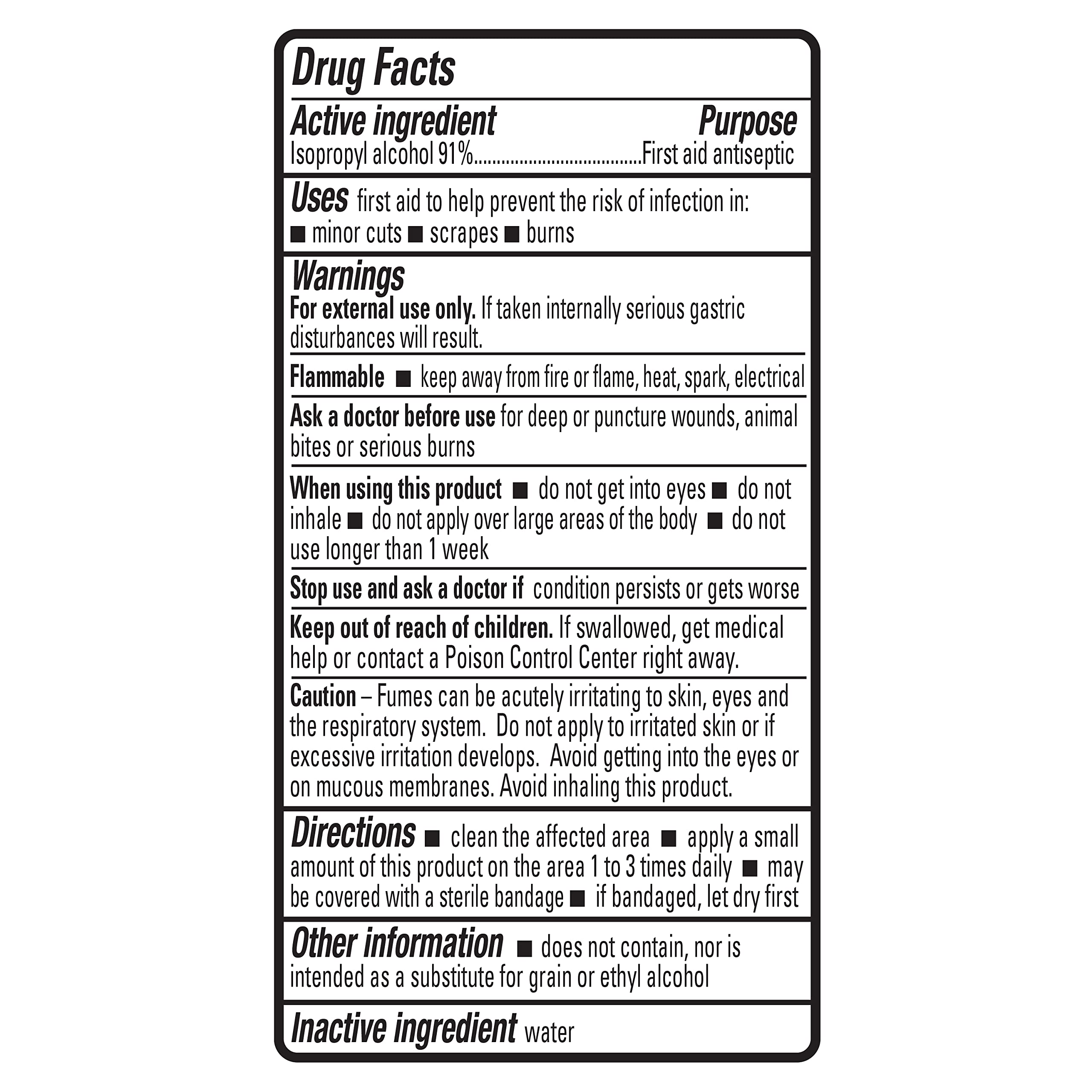Amazon Basics Isopropyl Alcohol 91% packaging highlights 32 oz size