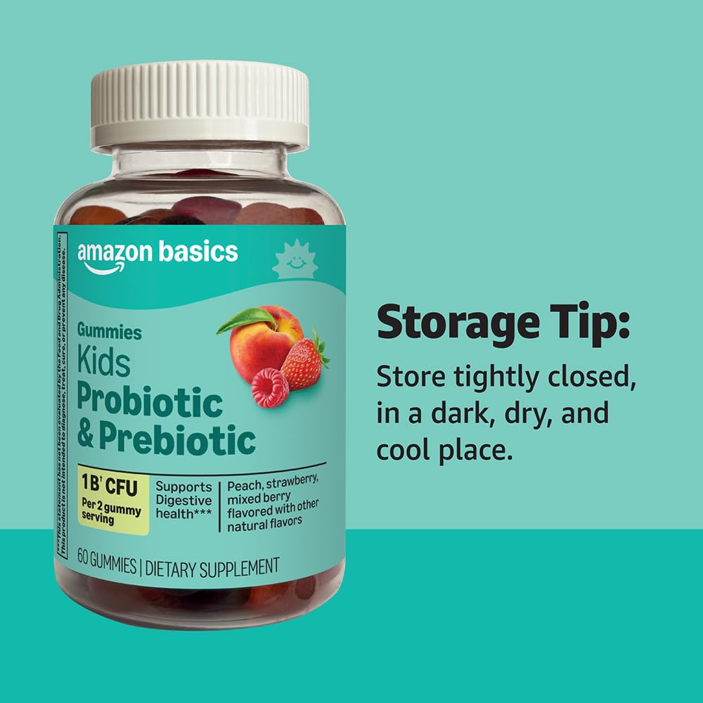 Amazon Basics Kids Probiotic Gummy packaging with gluten-free label