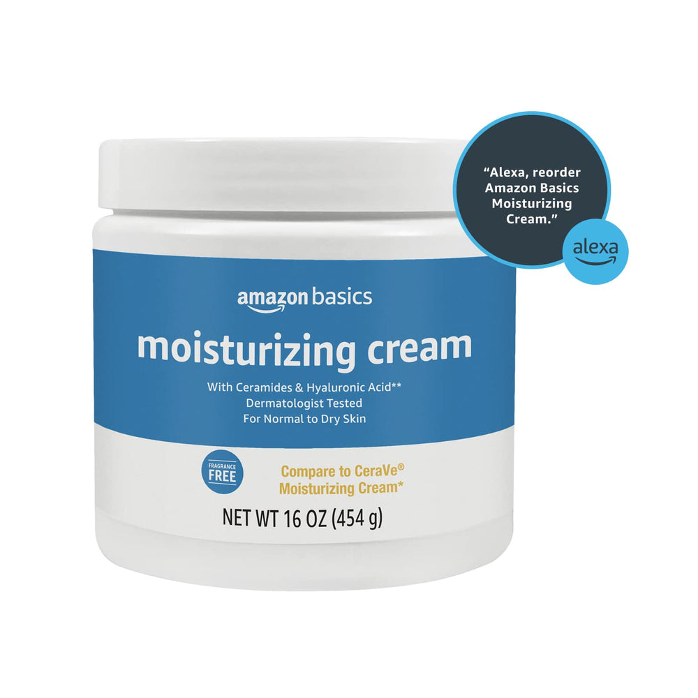 Amazon Basics ceramides and hyaluronic acid emphasize barrier support and hydration.