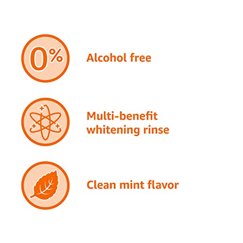 Amazon Basics Mouthwash pour image illustrating usage in daily oral care routine.