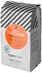 AmazonFresh Decaf Colombia bag opened to reveal freshness packaging.
