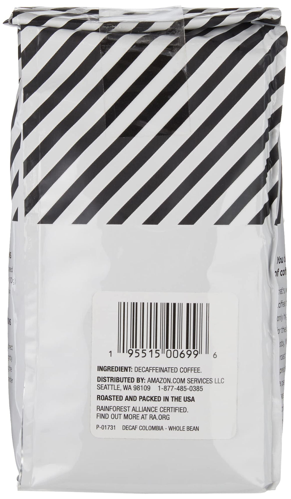 Amazon Fresh Decaf Colombia roasted beans on a tray ready to grind.