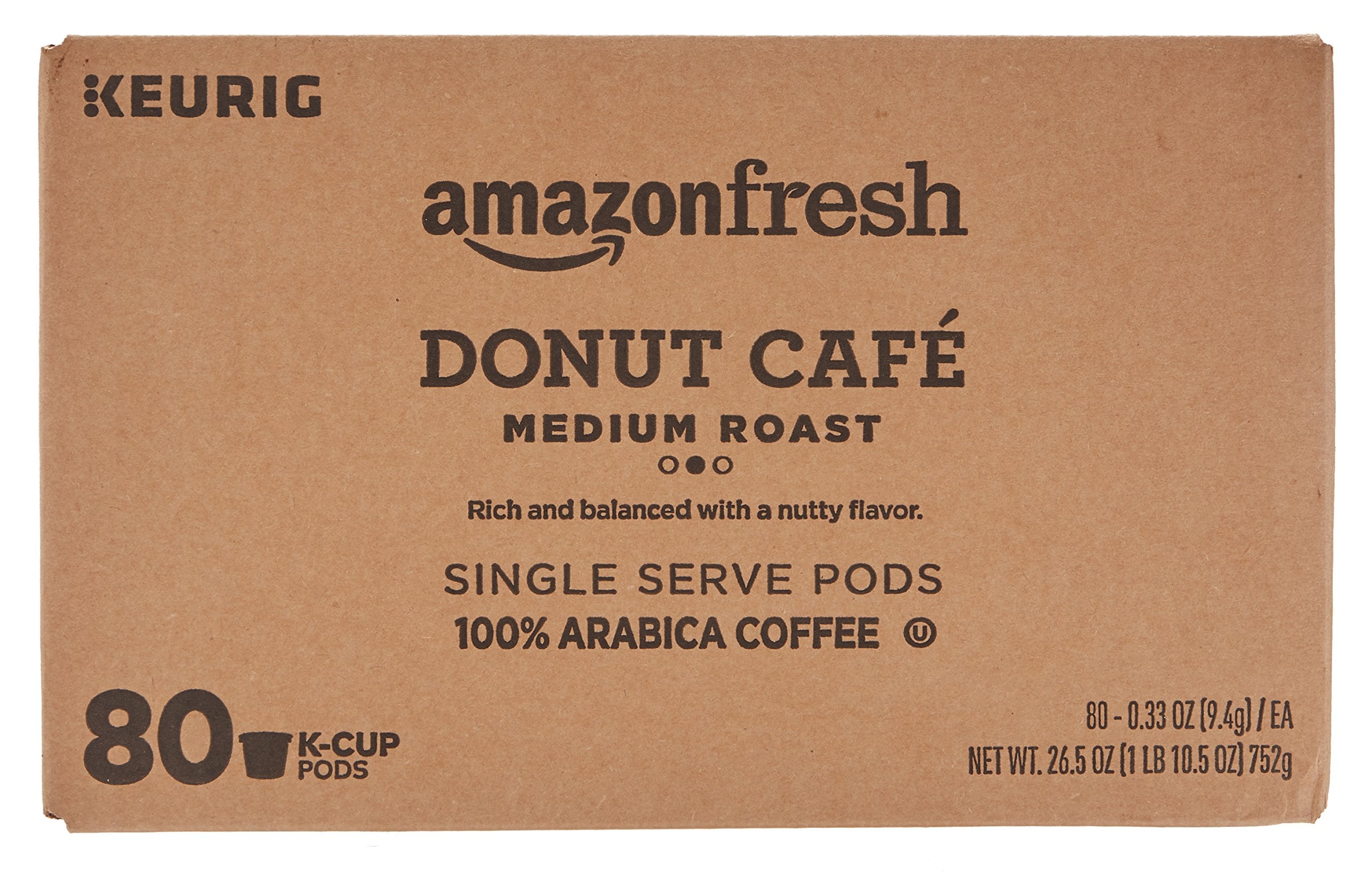 AmazonFresh Donut Cafe Arabica beans close-up emphasizes quality ingredients.