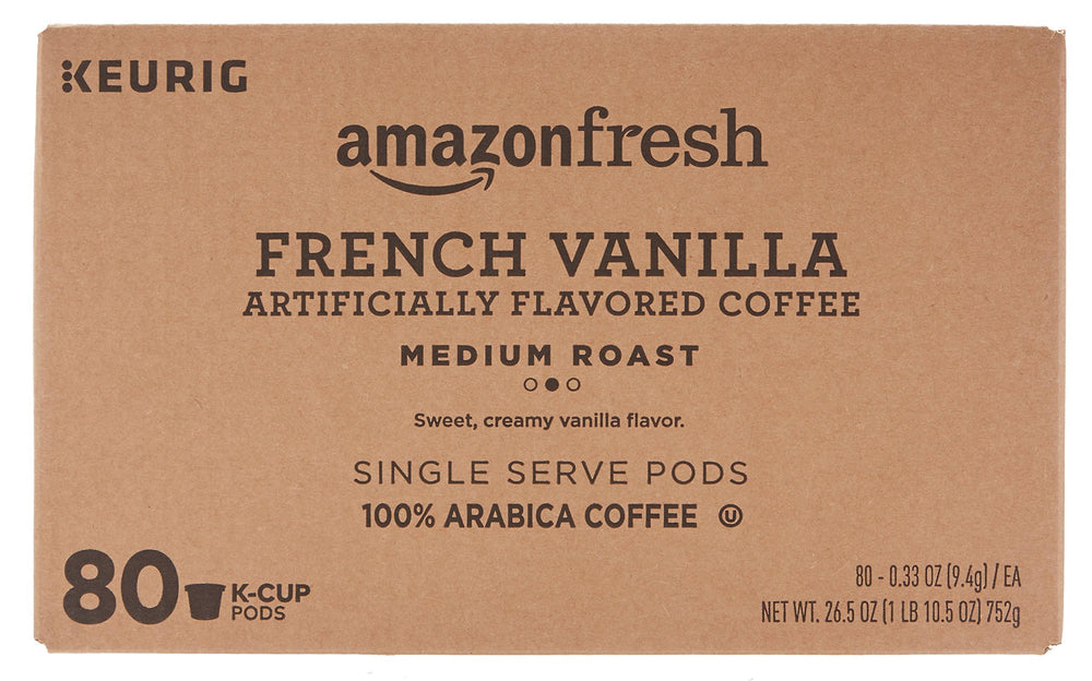 Amazon Fresh French Vanilla pods offering an easy single-serve brew.
