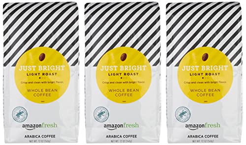 Amazon Fresh Just Bright coffee ready for grind-and-brew at home