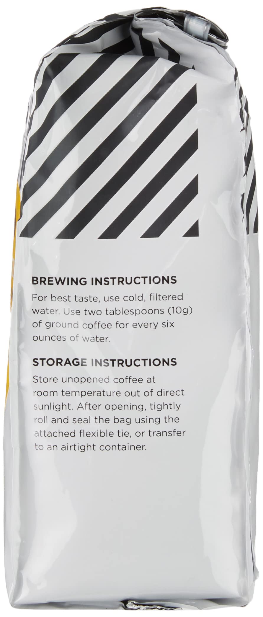 Amazon Fresh Just Bright ground coffee packaging USA showing US roast.