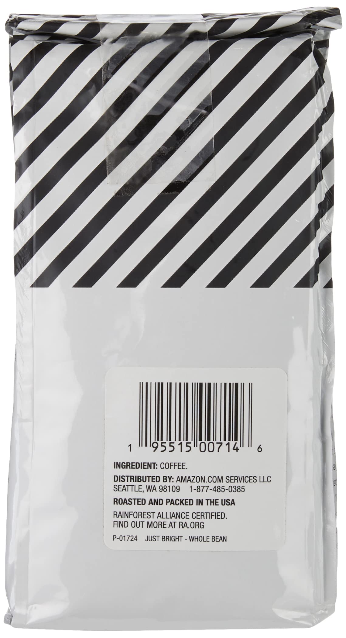 Amazon Fresh Just Bright whole bean pack ready for grinding and brewing