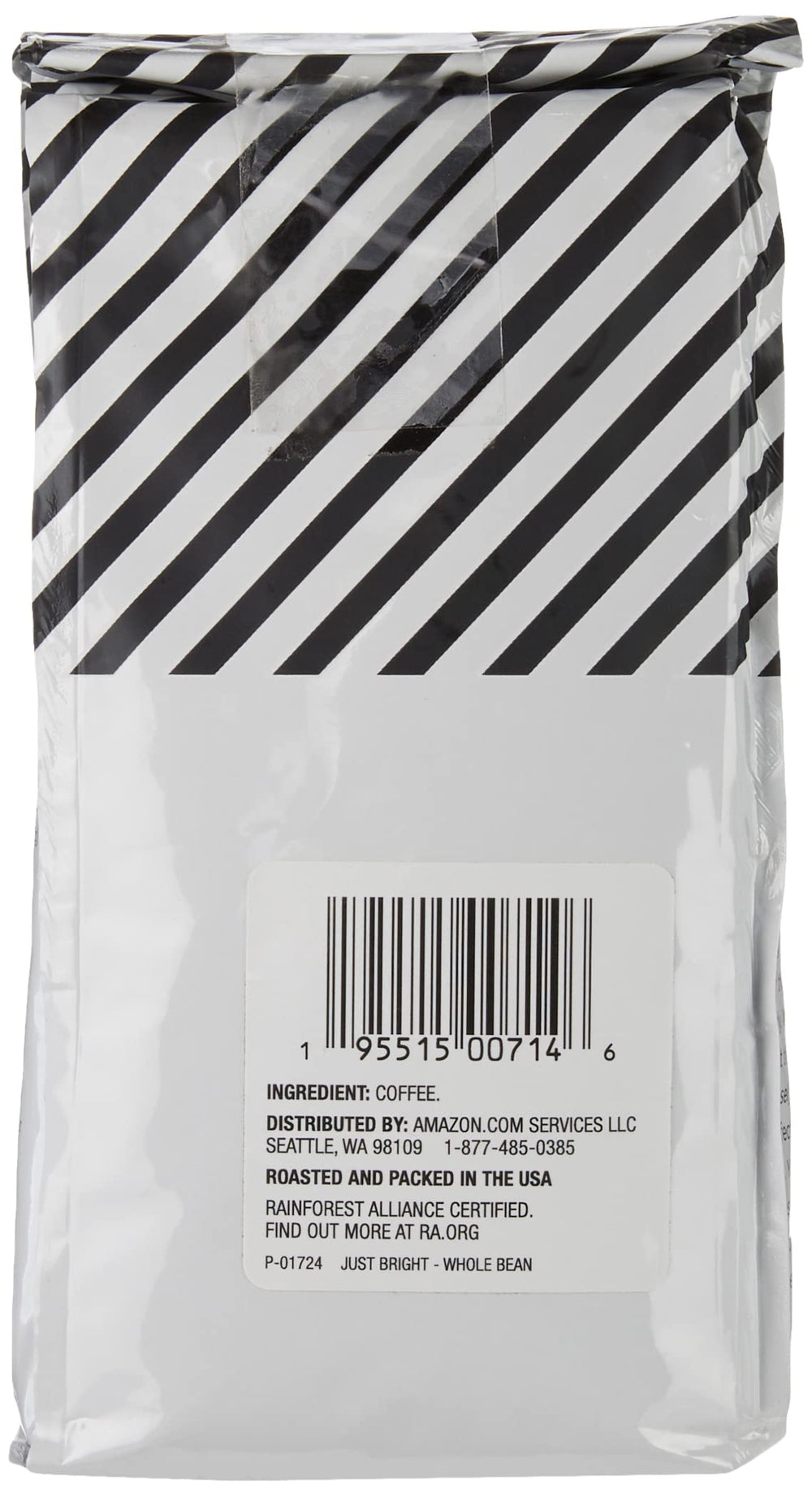 Amazon Fresh Just Bright whole bean pack ready for grinding and brewing