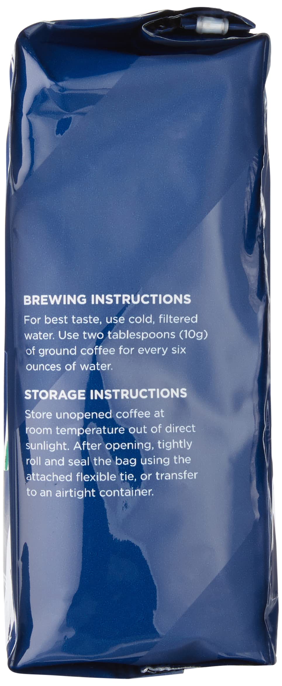 Amazon Fresh medium roast coffee bag emphasizes balanced flavor profile.