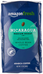 Amazon Fresh Nicaragua coffee whole beans ready for fresh grind and brew