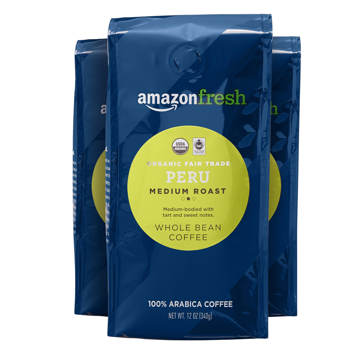 Amazon Fresh peru organic coffee pack three with premium whole beans for home brewing