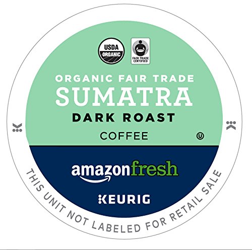 AmazonFresh Sumatra K-Cups close-up; rich aroma captured in every pod.