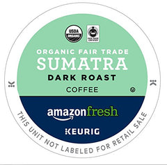 AmazonFresh Sumatra K-Cups close-up; rich aroma captured in every pod.