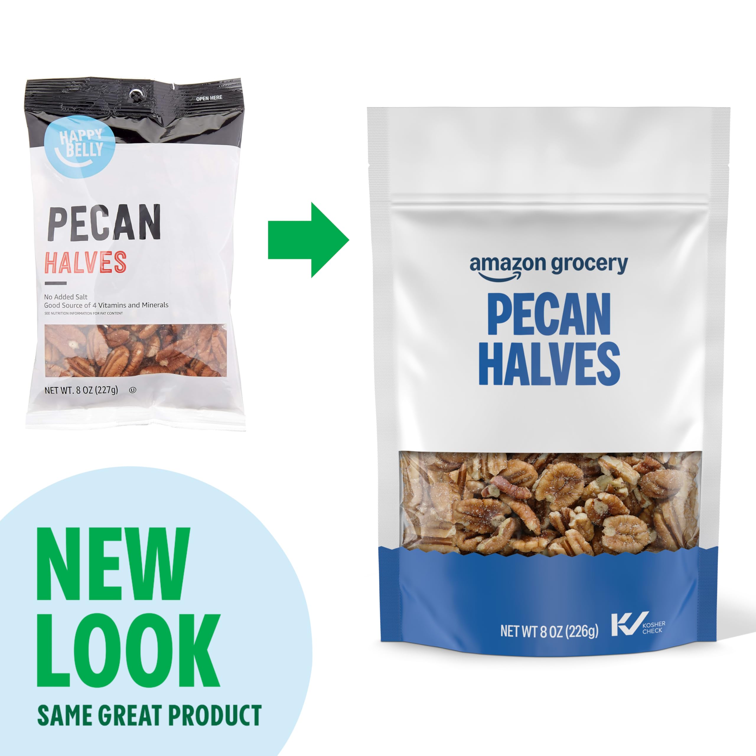 Amazon Grocery pecan halves packaging variation indicates brand transition