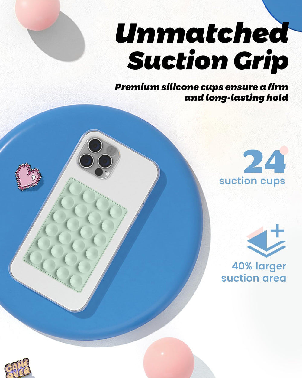 amBand 24-suction-cups design increases grip and stability for sturdy mounting.
