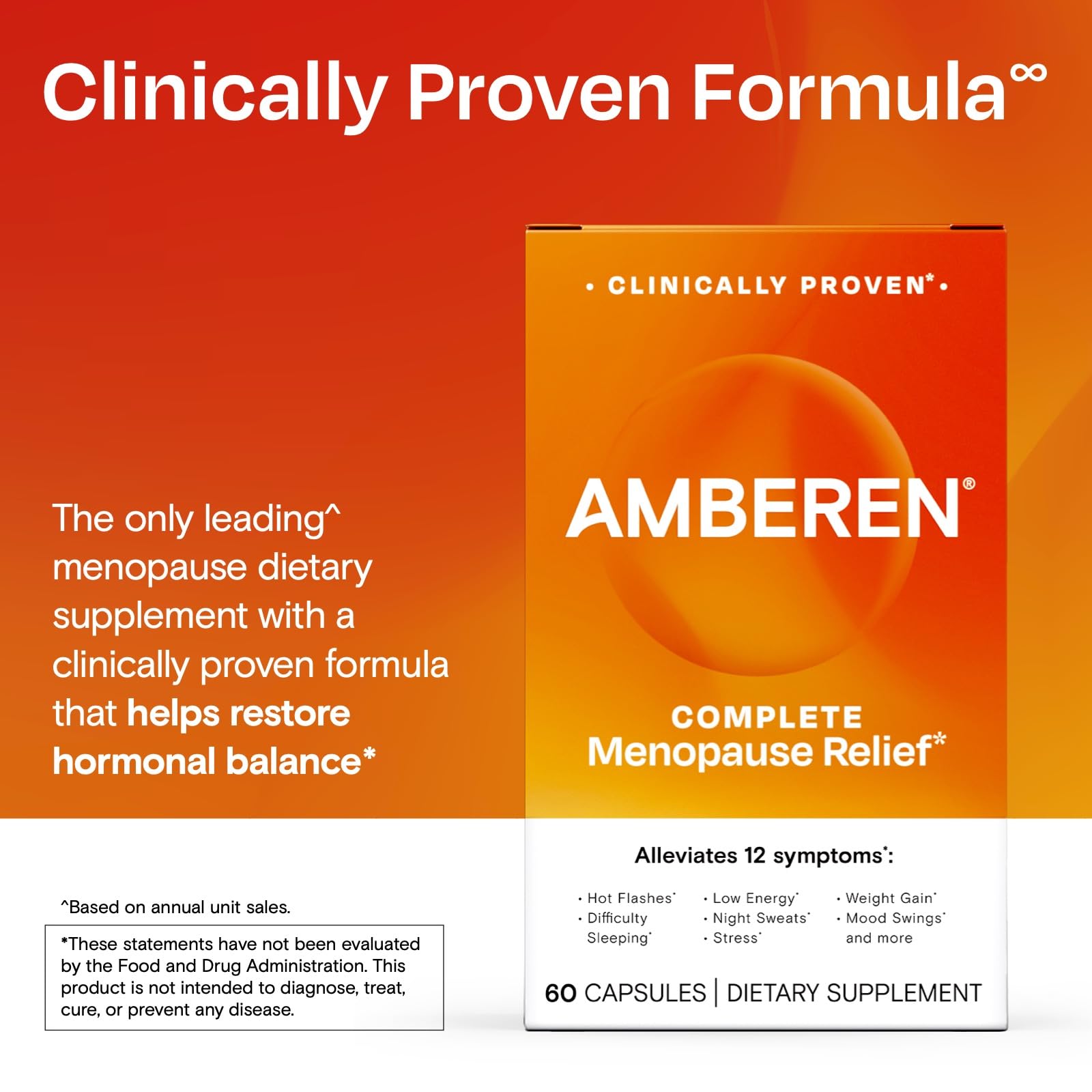 Amberen bottle on nightstand beside water for bedtime relief.